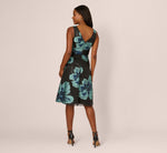 Floral Jacquard Belted A Line Midi Dress In Black Multi 5