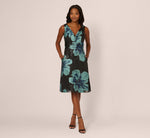 Floral Jacquard Belted A Line Midi Dress In Black Multi 1