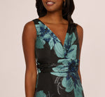 Floral Jacquard Belted A Line Midi Dress In Black Multi 7