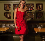 Sleeveless 3D Floral Beaded Cocktail Dress In Red 1