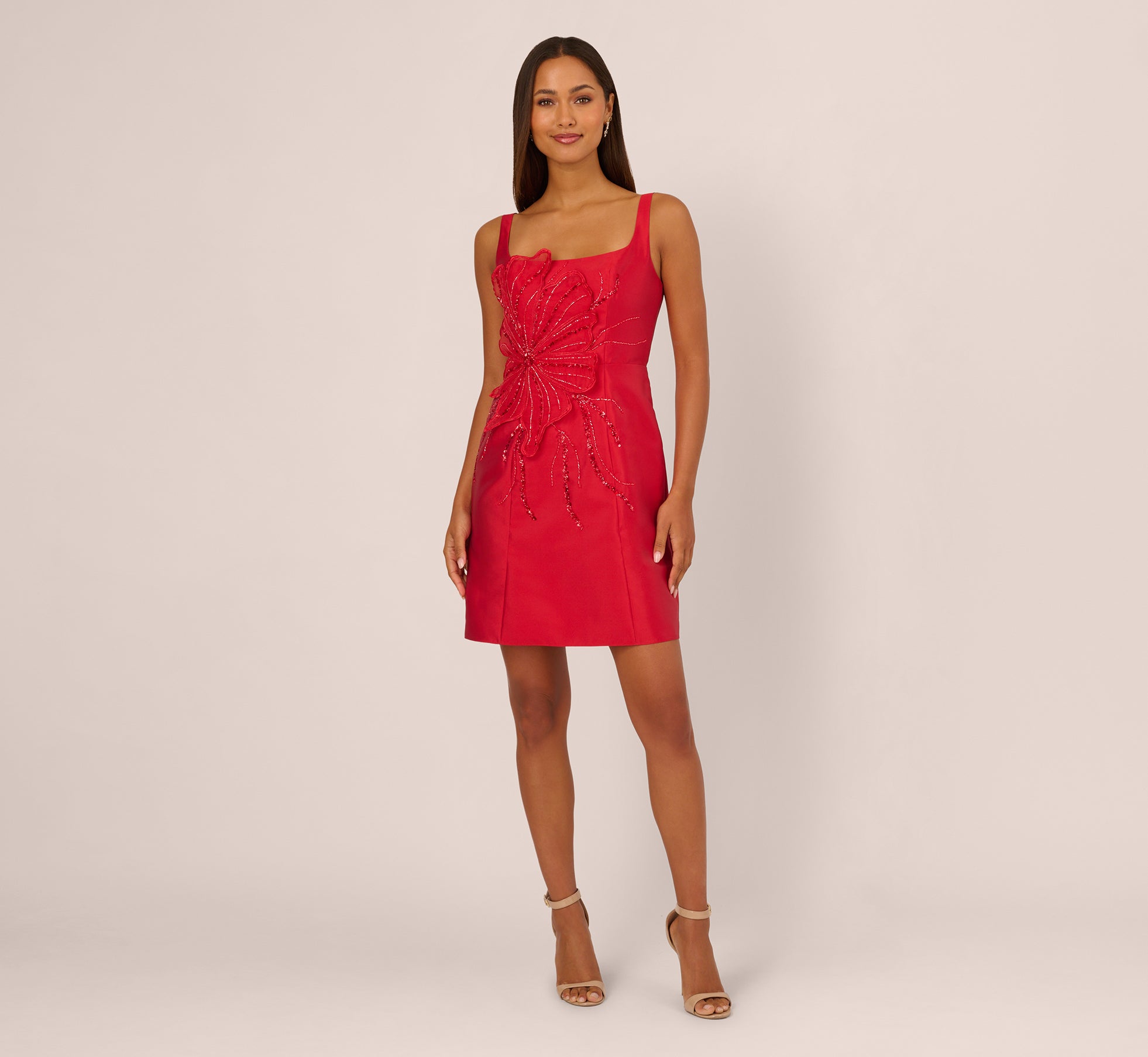 red sleeveless cocktail dress Red Lace Sleeveless Midi Dress