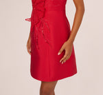 Sleeveless 3D Floral Beaded Cocktail Dress In Red 5