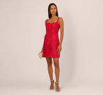 Sleeveless 3D Floral Beaded Cocktail Dress In Red 2