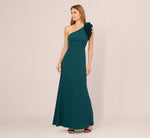 One Shoulder Ruffle Mermaid Gown In Hunter 2