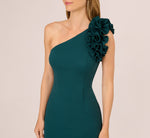One Shoulder Ruffle Mermaid Gown In Hunter 3