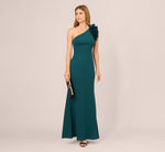 One Shoulder Ruffle Mermaid Gown In Hunter 1