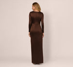 Long Sleeve Satin Bow Gown In Chocolate 5