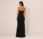Strapless Sequin Ruffle Combo Gown In Black 5