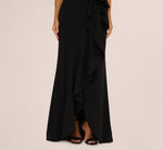 Strapless Sequin Ruffle Combo Gown In Black 3