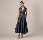 Petite Sleeveless Mikado Suit Dress In Midnight 2