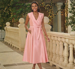 Sleeveless Mikado Suit Dress In Apricot Ice 1