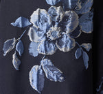 Petite Off Shoulder Metallic Floral Jacquard Gown In Navy Blue Multi 6