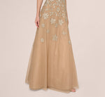 Strapless Floral Beaded Embroidery Gown In Taupe Pink 4