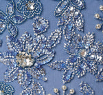 Short Sleeve 3D Floral Beaded Envelope Back Gown In French Blue 6