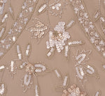 Flutter Sleeve Floral Beaded Fringe Midi Dress In Marble 7