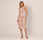 Sequin Floral Midi Sheath Dress In Silver Blush Multi 3