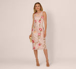 Sequin Floral Midi Sheath Dress In Silver Blush Multi 2