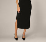 Pearly Beaded Bow Shoulder Midi Dress In Black 4
