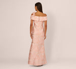 Off Shoulder 3D Floral Jacquard Gown In Blush 6