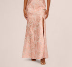 Off Shoulder 3D Floral Jacquard Gown In Blush 4