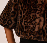 Animal Print Faux Fur Bolero Shrug In Brown Black 3