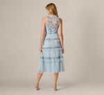 Sleeveless Floral Beaded Embroidery Ruffle Midi Dress In Elegant Sky Multi 5