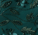 One Shoulder Draped Floral Beaded Gown In Gem Green 6