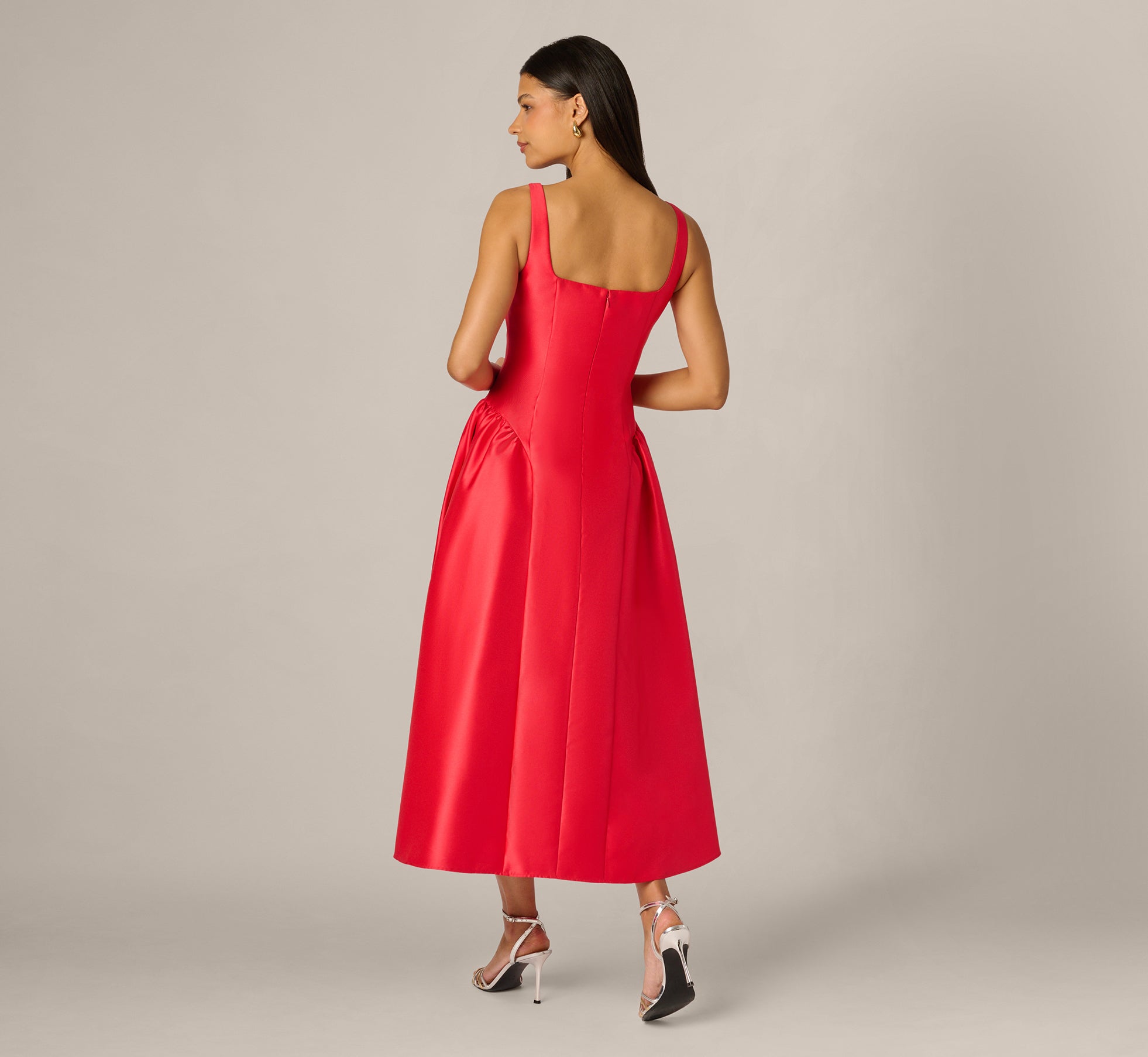 adrianna papell drop waist dress Adrianna Papell 40365 Drop Waist Plunging Neck Bridal Dress