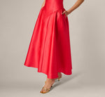 Drop Waist Fit And Flare Mikado Midi Dress In Persimmon 4