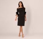 Off Shoulder Three Quarter Rosette Sleeve Cocktail Dress In Black 7