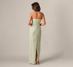 Strapless Metallic Jacquard Column Gown In Mint Glaze 5