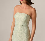 Strapless Metallic Jacquard Column Gown In Mint Glaze 3