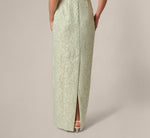 Strapless Metallic Jacquard Column Gown In Mint Glaze 4