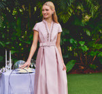 Cap Sleeve Beaded Collar Ballgown In Bellini 1