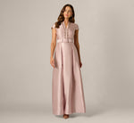 Cap Sleeve Beaded Collar Ballgown In Bellini 3