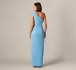 Beaded One Shoulder Stretch Column Gown In Waterfall 5