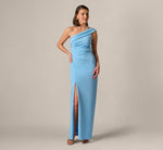 Beaded One Shoulder Stretch Column Gown In Waterfall 2