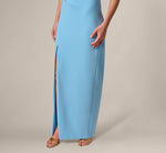 Beaded One Shoulder Stretch Column Gown In Waterfall 3