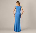 3D Floral Peplum Stretch Mermaid Gown In Cool Water 5