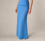 3D Floral Peplum Stretch Mermaid Gown In Cool Water 4