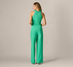 3D Floral Stretch Halter Jumpsuit In Flora Green 6