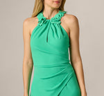 3D Floral Stretch Halter Jumpsuit In Flora Green 4
