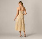 Strapless Floral Embroidered Organza Midi Dress In Maize 6