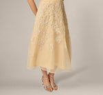 Strapless Floral Embroidered Organza Midi Dress In Maize 5