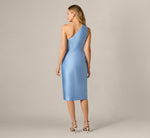 One Shoulder Draped Bow Cocktail Dress In Icy Topaz 5