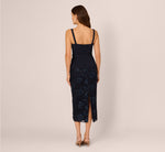 Sleeveless Sequin Lace Combo Midi Dress In Midnight 5