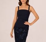 Sleeveless Sequin Lace Combo Midi Dress In Midnight 3