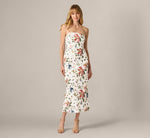 Strapless Floral Beaded Embroidery Midi Dress In Ivory Multi 2