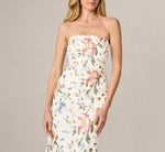 Strapless Floral Beaded Embroidery Midi Dress In Ivory Multi 3