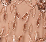 Cape Sleeve Floral Sequin Beaded Gown In Rose Gold 6